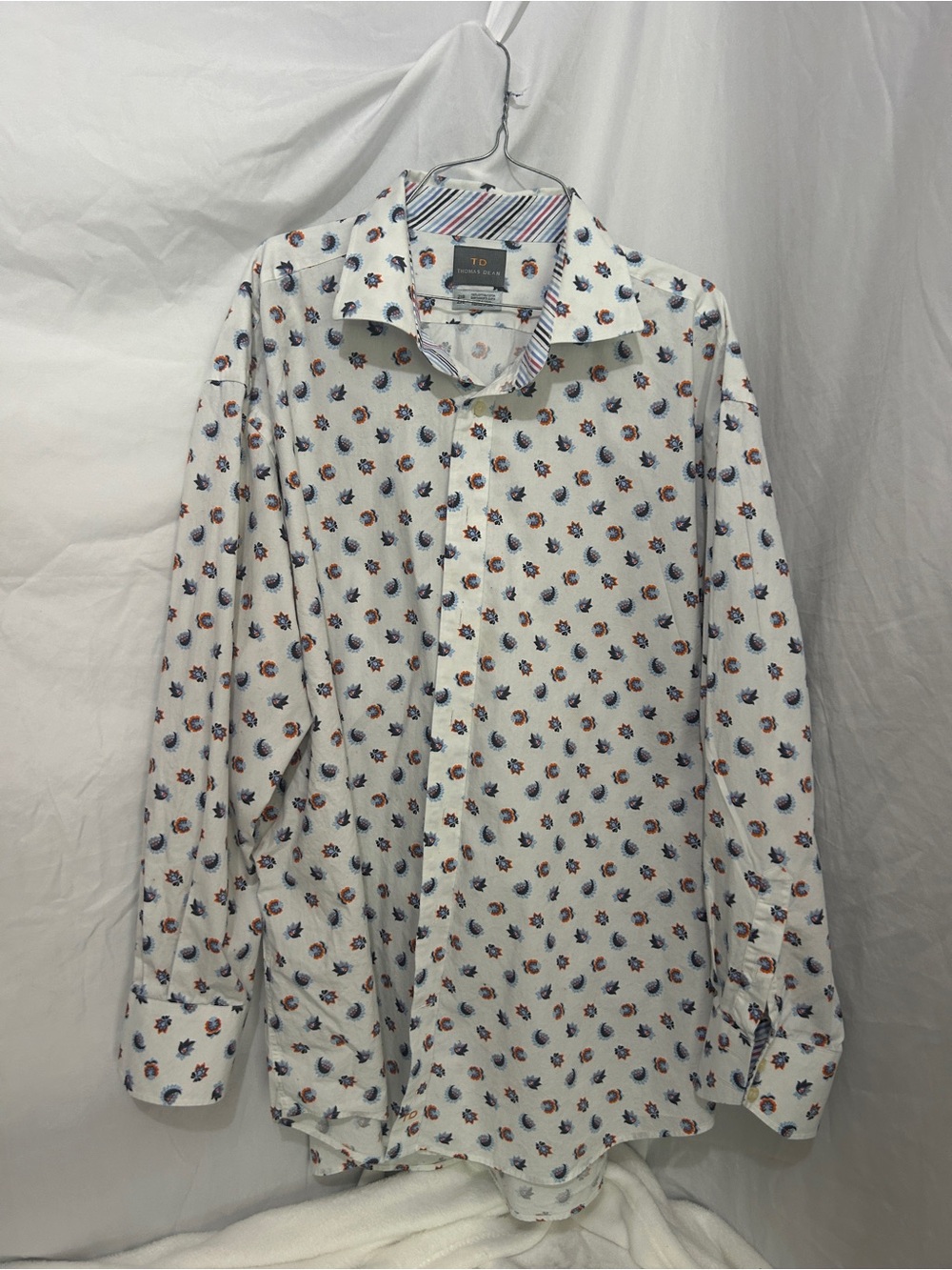 Thomas Dean Sailmaker's Cloth Paisley Button Down Shirt (2XB)